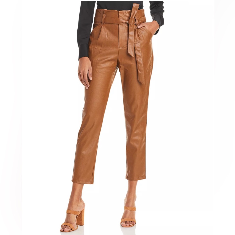 Lucy Paris Faux Leather Paperbag-Waist Pants